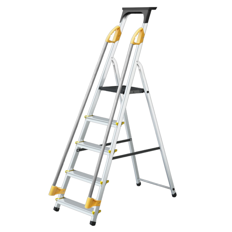 Aluminium Safety Platform Steps with tool tray - 5 tread - EN131 compliant - platform height 1000mm